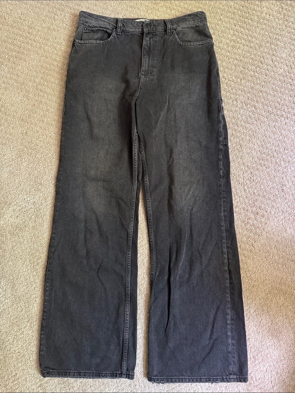 Free People "We The Free" Tinsley Baggy High Rise Straight Leg Jeans Faded Black